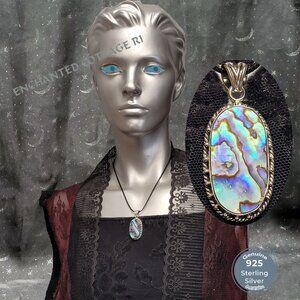 🐚 SterlingSilver 925 𝐏𝐀𝐔𝐀 𝐀𝐁𝐀𝐋𝐎𝐍𝐄 𝐑𝐀𝐈𝐍𝐁𝐎𝐖𝐒𝐇𝐄𝐋𝐋 Pendant